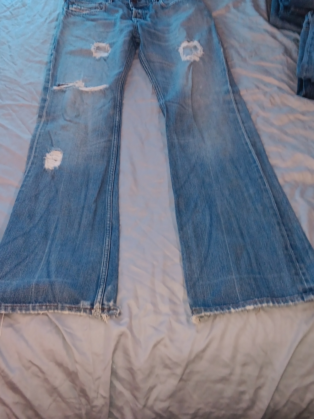 Diesel Blue Distressed Flare Jeans